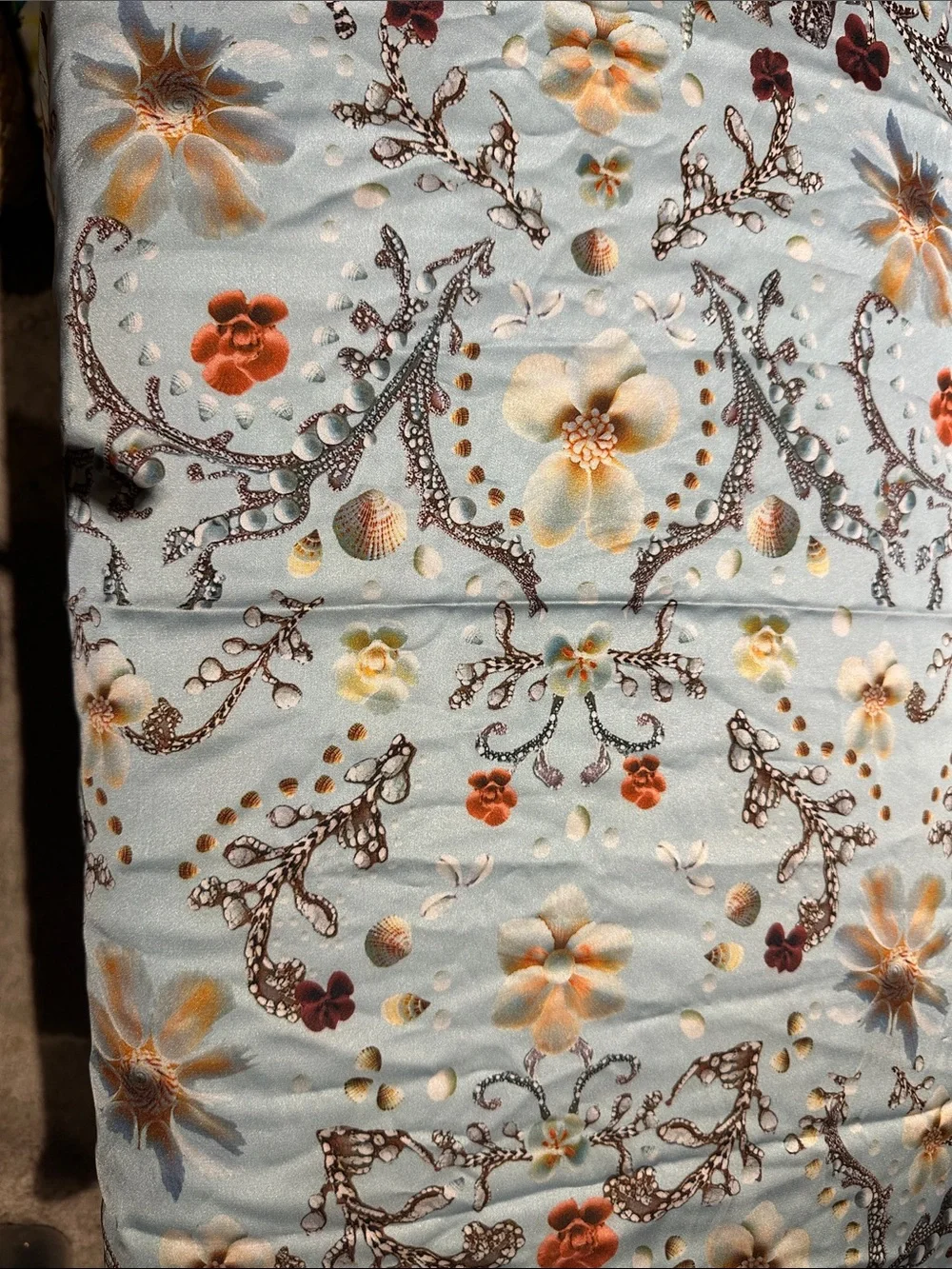 Nautical Coral and Floral Patterned Scarf